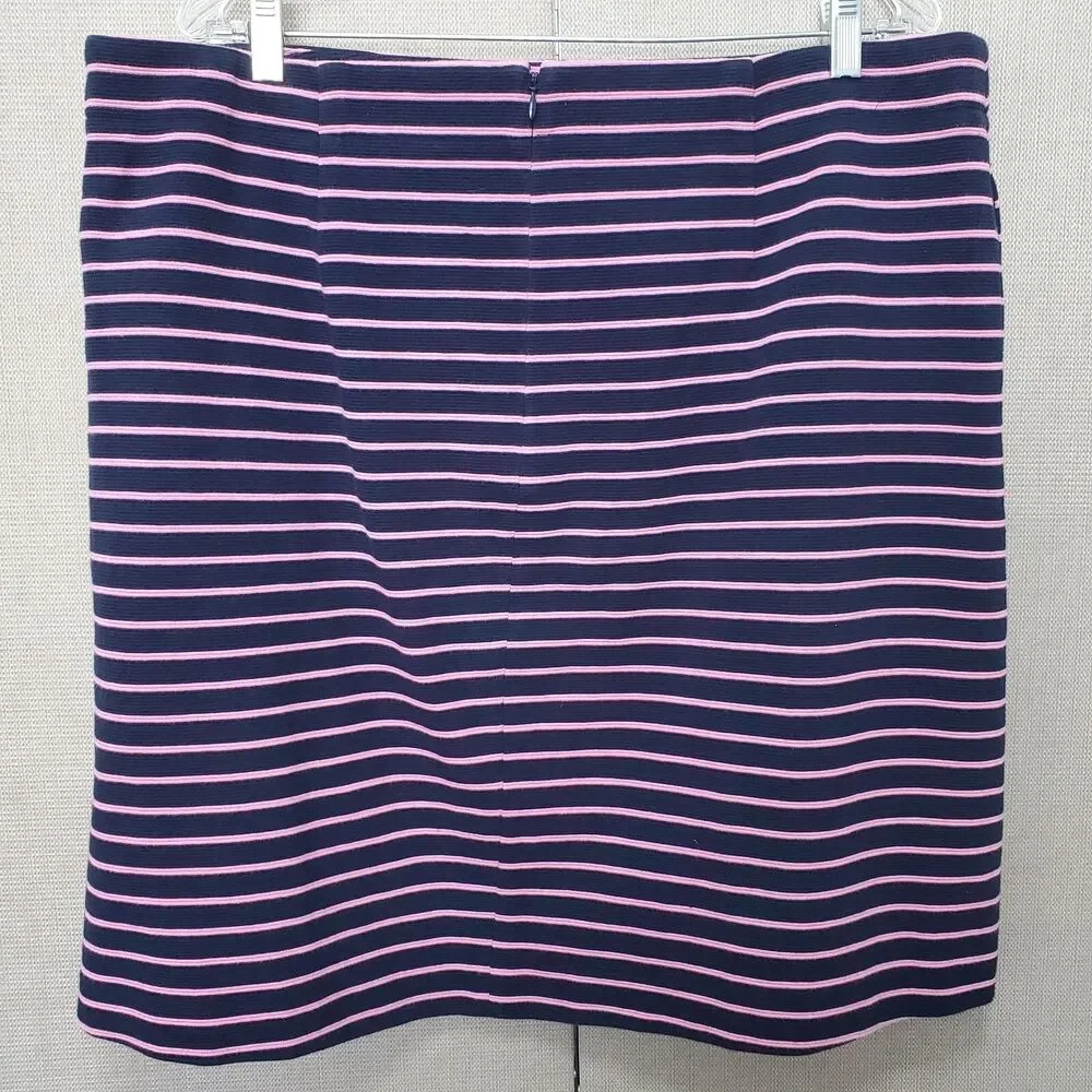 Talbots Skirt Blue Pink Striped Cotton Blend A-Line Skirt Size 16